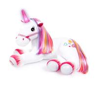 Bayer Design Plush unicorn interactive, with light and sound, elektronic | Colorful mane, bright horn and cheeks, multiple areas to squeeze, with music and galloping sounds