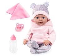Bayer Design 93827AD Reborn baby doll, realistic, lifelike, new born, with dummy, bottle, blanket