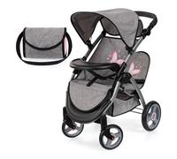 Bayer Design 39433AA Twin dolls pram, double doll stroller, adjustable handle, foldable, bag