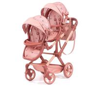 Bayer Design 26726AA Twin dolls pram, carriage, double stroller, adjustable and reversible handle, swivel front wheels, seats variable fixable, bag - 3+ ages