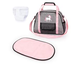 Bayer Doll Nursery Bag Set Grey with Unicorn Fun Packed Diaper Bag