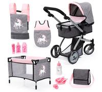 Bayer Doll Pram City Star Mega Set with, Travel Bed, Shoulder Bag & Accessories