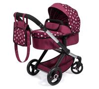 Bayer Dolls Pram Xeo Burgundy Pink Stars Convertible Doll Pushchair