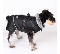 Bayer Fleece Padded Puppy Dog Jacket, Winter Warm Soft Pet Jacket for Medium and Large Dogs with D-Ring, Outdoor Use (M, Black)