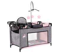 Bayer Multi Bed Doll Accessories Set for Kids, Toddler Role Play Toy Gifts | Baby Doll Cot with Integrated High Chair, Feeding Tray with Changing Area, Dolls Bedding, 3+ Year Old Girls, Toddler Toys