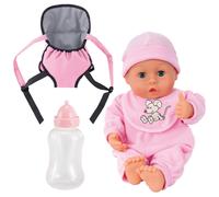 Bayer: My First: Words Baby Doll Carrier Set - Pink & Mouse Outfit - Makes 24 Baby Sounds 13"""" Doll & Carrier Bottle Kids Ages 3+