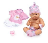 Bayer: New Born Baby - Pink Sheep - with Outfit & Accessories 15"""" (38cm) Hard Body Doll with Fixed Eyes Doll Can Be Bathed