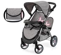 Bayer Design 39433AA Twin dolls pram, double doll stroller, adjustable handle, foldable, bag