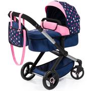 Bayer Xeo Doll Pram Navy Pink With Stars Convertible Doll Pushchair