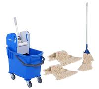 Bayersan Floor Cleaning Kit For Household & Commercial Use | 25l Bucket | Complete Mop | Mop Heads | Mopping Sets (Blue)
