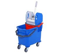 Bayersan Kentucky Mop Bucket With Wringer On Wheels Plastic Home Commercial Cleaning Floor Cart (25 Litre, Blue)