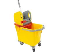 Bayersan Mop Bucket with Wringer - 25 Litre Rolling Floor Cleaning Cart for Commercial & Home Use (Yellow)