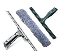 Bayersan Window Cleaner Squeegees Stainless Steel Handle With Squeegee Channel, T-Bar and Microfiber Sleeve (Blue)