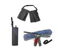 Bayersan Window Cleaning Kit - Squeegee, T-Bar Washer, Spare Rubber, Bucket on Belt, & Double Pocket Pouch - Plastic - 10"/14" - Professional Glass & Window Cleaning (14" Set)