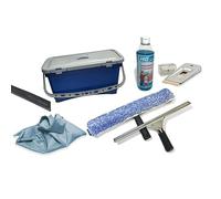 Bayersan Window Cleaning Starter Set|Window Cleaner Kit with 15L Bucket,Squeegee,T-Bar, Microfibre Sleeve,Scrim,Scraper,Blades & Window Cleaning Liquid (Multicolour - 9 Items)