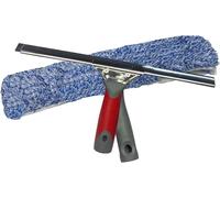 Bayersan Window Cleaning Tool Set - 14" Squeegee with Plastic Handle & Stainless Steel Channel + T-Bar Washer with Sleeve - Professional Glass Cleaner for Windows, Mirrors, Showers