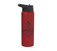 Bayeux Normandy France Ornate Fleur-De-Lis Black Print Stainless Steel Insulated Water Bottle