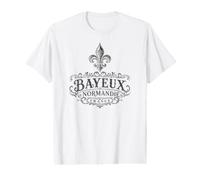 Bayeux Normandy France Ornate Fleur-De-Lis Black Print Value Graphic T-Shirt