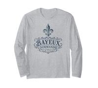 Bayeux Normandy France Ornate Fleur-De-Lis Navy Print Long Sleeve T-Shirt