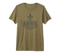 Bayeux Normandy France Ornate Fleur-De-Lis Navy Print Premium T-Shirt