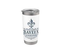 Bayeux Normandy France Ornate Fleur-De-Lis Navy Print Stainless Steel Insulated Tumbler