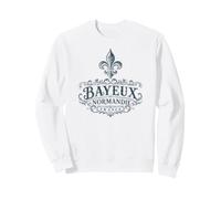 Bayeux Normandy France Ornate Fleur-De-Lis Navy Print Sweatshirt