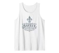 Bayeux Normandy France Ornate Fleur-De-Lis Navy Print Tank Top