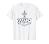 Bayeux Normandy France Ornate Fleur-De-Lis Navy Print Value Graphic T-Shirt