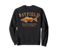 Bayfield Wisconsin Walleye Lake Fishing Orange Letters Sweatshirt