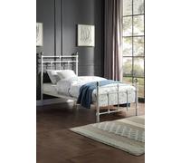 Bayford Traditional Vintage Style Metal Bed Frame w 20cm Deep Pocket Comfort Foam Mattress SlumberWorx White Single