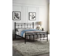 Bayford Traditional Vintage Style Metal Bed Frame w 25cm Deep Pocket Memory Foam Mattress SlumberWorx Black Double