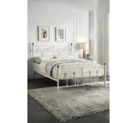 Bayford Traditional Vintage Style Metal Bed Frame w 25cm Deep Pocket Memory Foam Mattress SlumberWorx White King
