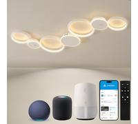 BAYHT Ceiling Light with Remote Control, Living Room Lamp with Matter Compatible with HomeKit, Alexa, Google and IFTTT, 62W Modern LED Ceiling Lights for Bedroom Living Room