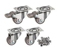 bayite 4 Pack 1" Low Profile Casters Wheels Soft Rubber Swivel Caster with 360 Degree Top Plate 100 lb Total Capacity for Set of 4 (2 with Brakes & 2 Without)