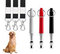 BaYiToo 3Pcs Adjustable Ultrasonic Silent Dog Whistle, Training Whistle with Lanyard for Professional Training and Stop Barking Neighbors Dog (Black, Red, White)