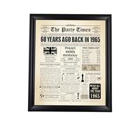 BAYKUL Back in 1965 Posters with Framed, 60th Birthday Decorations for Men and Women 12x10 Inches Posters for Birthday, Vintage 60 Years Anniversary (Framed 1965 Poster)