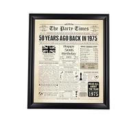 BAYKUL Back in 1975 Posters with Framed, 50th Birthday Decorations for Men and Women 12x10 Inches Posters for Birthday, Vintage 50 Years Anniversary (Framed 1975 Poster)