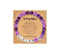 BAYLAY Amethyst Bracelet Gifts for Women Girls - Beaded Bracelet Heart Cute Bracelet Healing Bracelet Chrismas Gifts Bracelets Gifts for Mom Grandma Nieces Aunt Daughter Granddaughter, 6+2, Stone, no