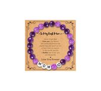BAYLAY Amethyst Bracelet Gifts for Women Girls - Beaded Bracelet Heart Cute Bracelet Healing Bracelet Chrismas Gifts Bracelets Gifts for Mom Grandma Nieces Aunt Daughter Granddaughter, 6+2, Stone, no
