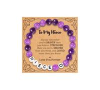 BAYLAY Amethyst Bracelet Gifts for Women Girls - Beaded Bracelet Heart Cute Bracelet Healing Bracelet Chrismas Gifts Bracelets Gifts for Mom Grandma Nieces Aunt Daughter Granddaughter, 6+2, Stone, no