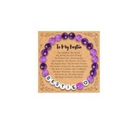BAYLAY Amethyst Bracelet Gifts for Women Girls - Beaded Bracelet Heart Cute Bracelet Healing Bracelet Chrismas Gifts Bracelets Gifts for Mom Grandma Nieces Aunt Daughter Granddaughter, 6+2, Stone, no