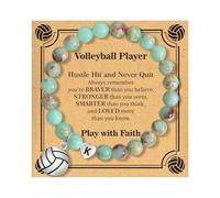 BAYLAY Volleyball Gifts for Teen Girls - Natural Stone Heart Initial Bracelet for Women Girls Volleyball Bracelet Jewelry Volleyball Accessories Stuff Senior Night Gifts for Players Team Lovers, 6