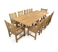 bayle wooden extending dining table with 10 chairs in natural