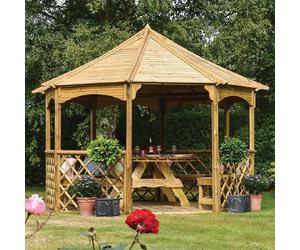 baylham wooden garden eight sided gazebo in natural