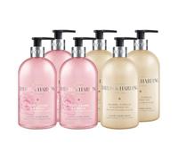 Baylis & Harding 6 x 500 ml Hand Wash Bundle: 3 x Jojoba, Vanilla & Almond Oil & 3 x Signature Peony, Lychee, Vanilla - Vegan Friendly