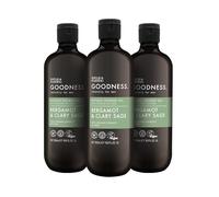 Baylis & Harding Goodness Mens Natural Shower Gel 500ml 3 pack | Bergamot & Clary Sage, 98% Naturally Derived, Dermatologist Approved, Vegan Friendly, Made in UK