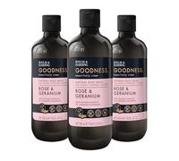 Baylis & Harding Goodness Rose & Geranium Natural Body Wash, 500 ml (Pack of 3) - Vegan Friendly