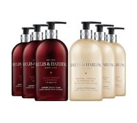 Baylis & Harding Signature Hand Wash Bundle: 3 x 500 ml Black Pepper & Ginseng for Men & 3 x 500 ml Jojoba, Vanilla & Almond Oil (6 bottles) - Vegan Friendly
