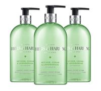 Baylis & Harding Signature Vetiver, Cedar & Lemongrass Anti-Bacterial Hand Wash 500ml (Pack of 3) - Vegan Friendly