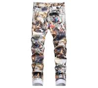 Baylvn Men's Casual Printed Slim Fit Jeans Skinny Denim Pants, 3861 Pattern Colorful, 30